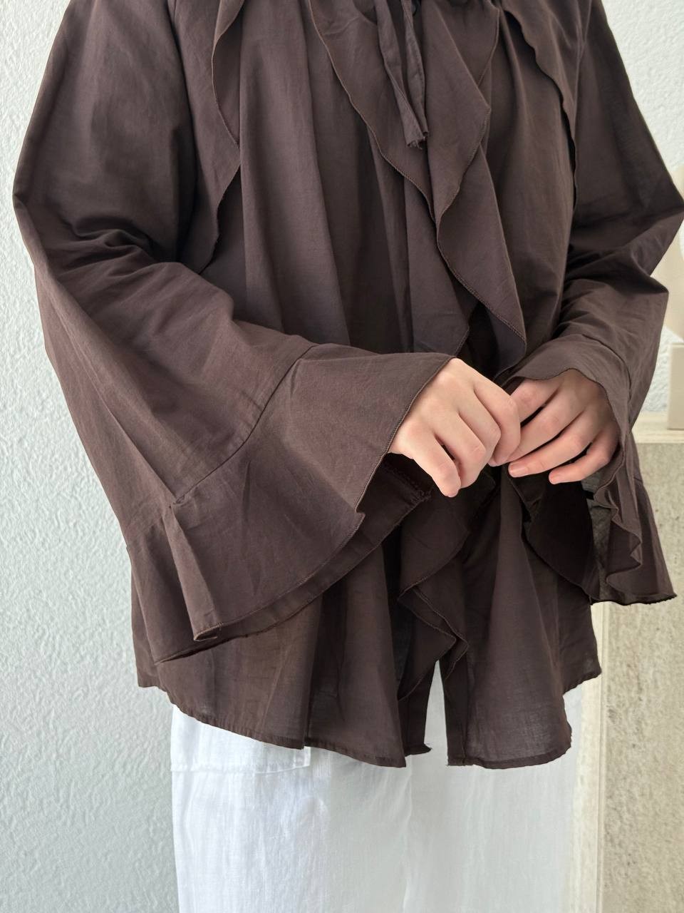 Zara Model Vual Fırfırlı Gömlek 2036 - Kahve