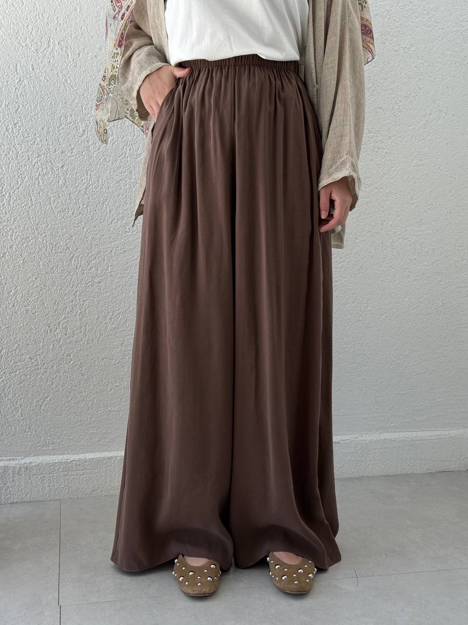 Tencel Etek Pantolon  - Kahve