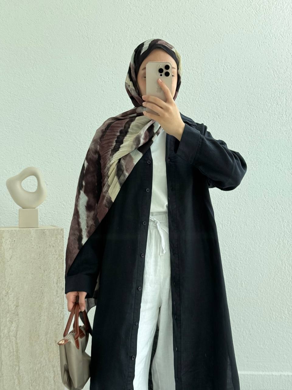 Keten Uzun Gömlek - Siyah