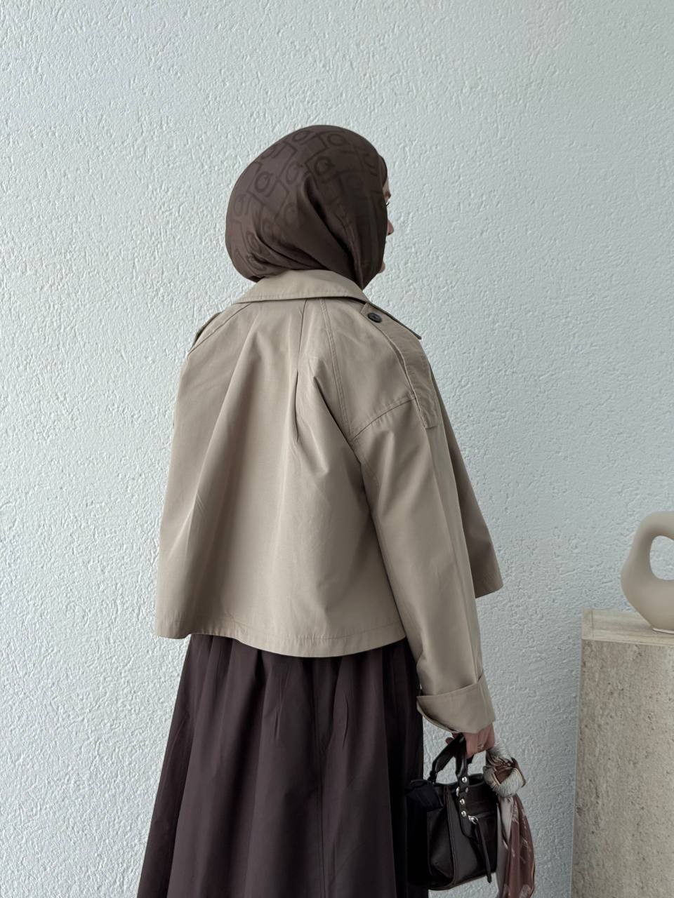 Premium Kalite Volanlı Arka Pileli Trenç 7534