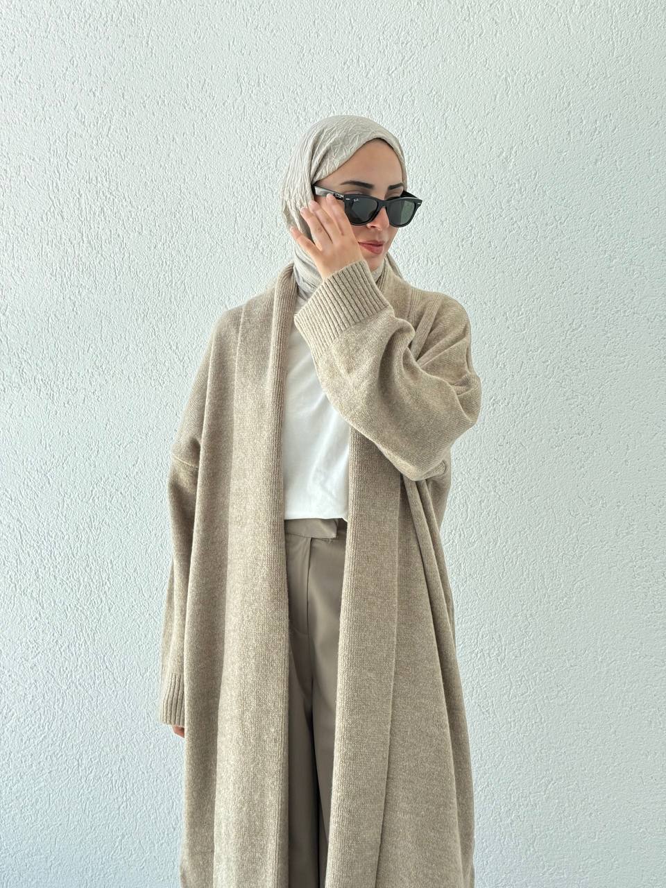 Şal Yaka Uzun Hırka 2310006 - Vizon