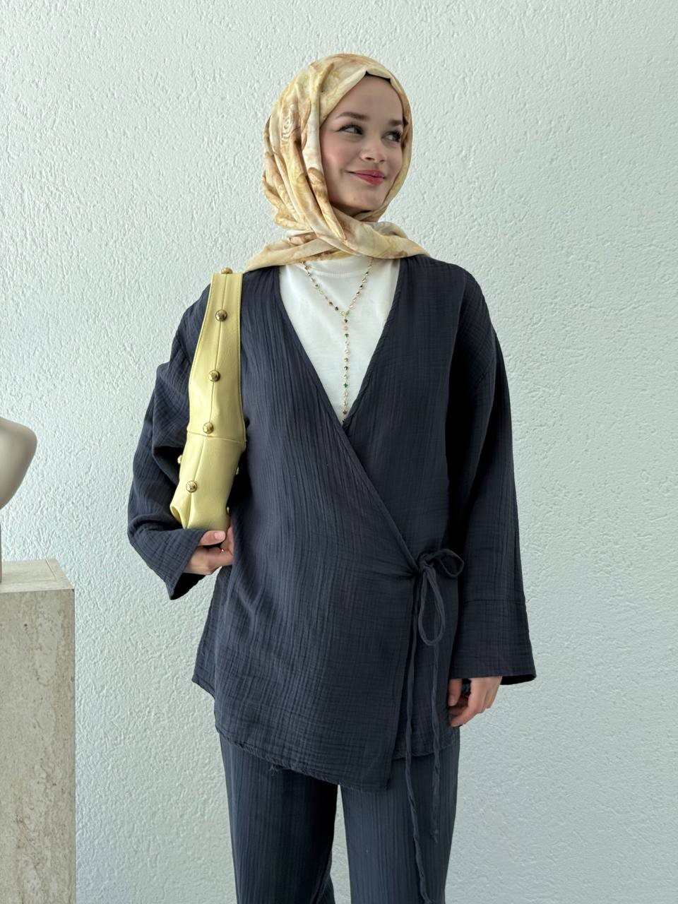 Müslin Kimono Takım 8754 - Lacivert