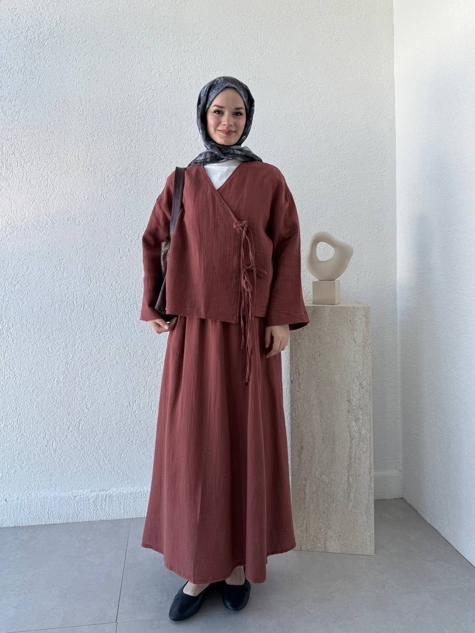 Muslin Etekli Takım 8717 - Mürdüm