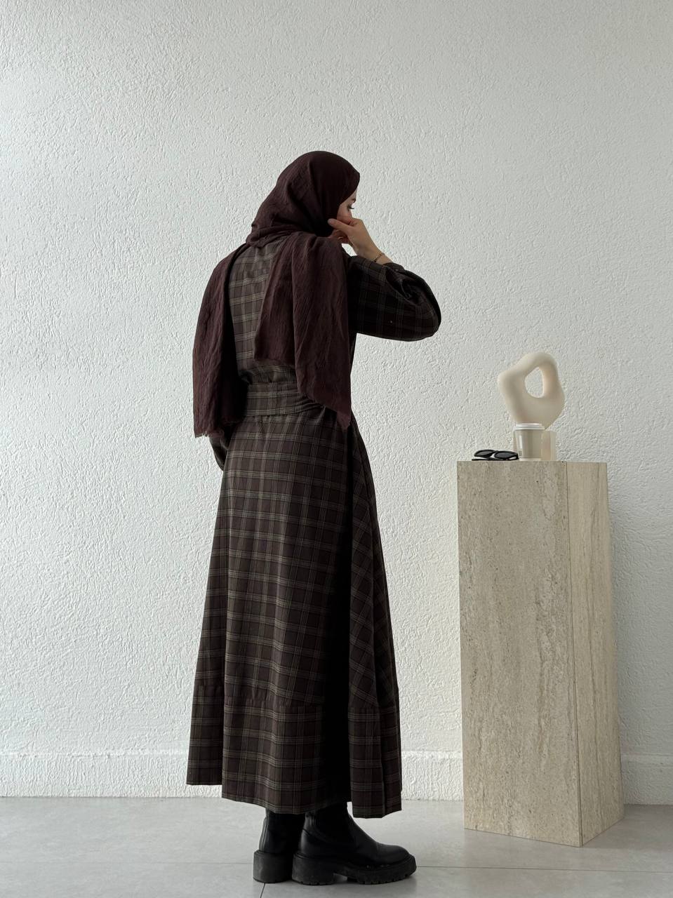 Zr Model Ekose Elbise 1235 - Yeşil
