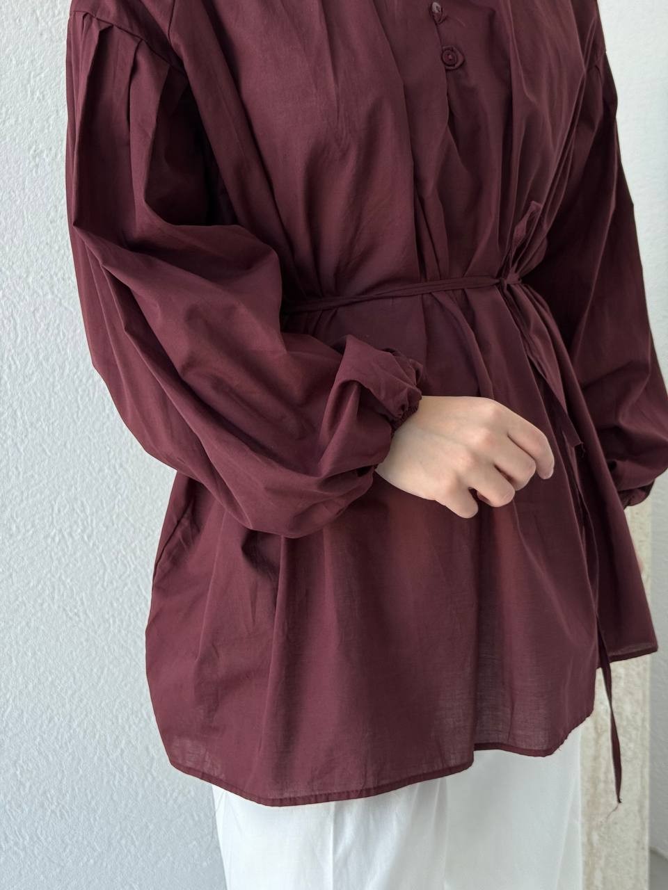 Yaka Biritli Vual Gömlek 441 - bordo