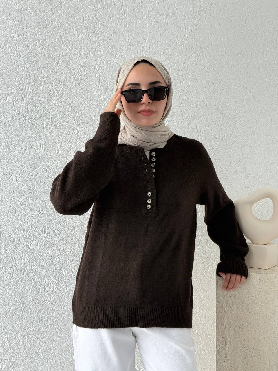 Düğmeli Triko Kazak 241246