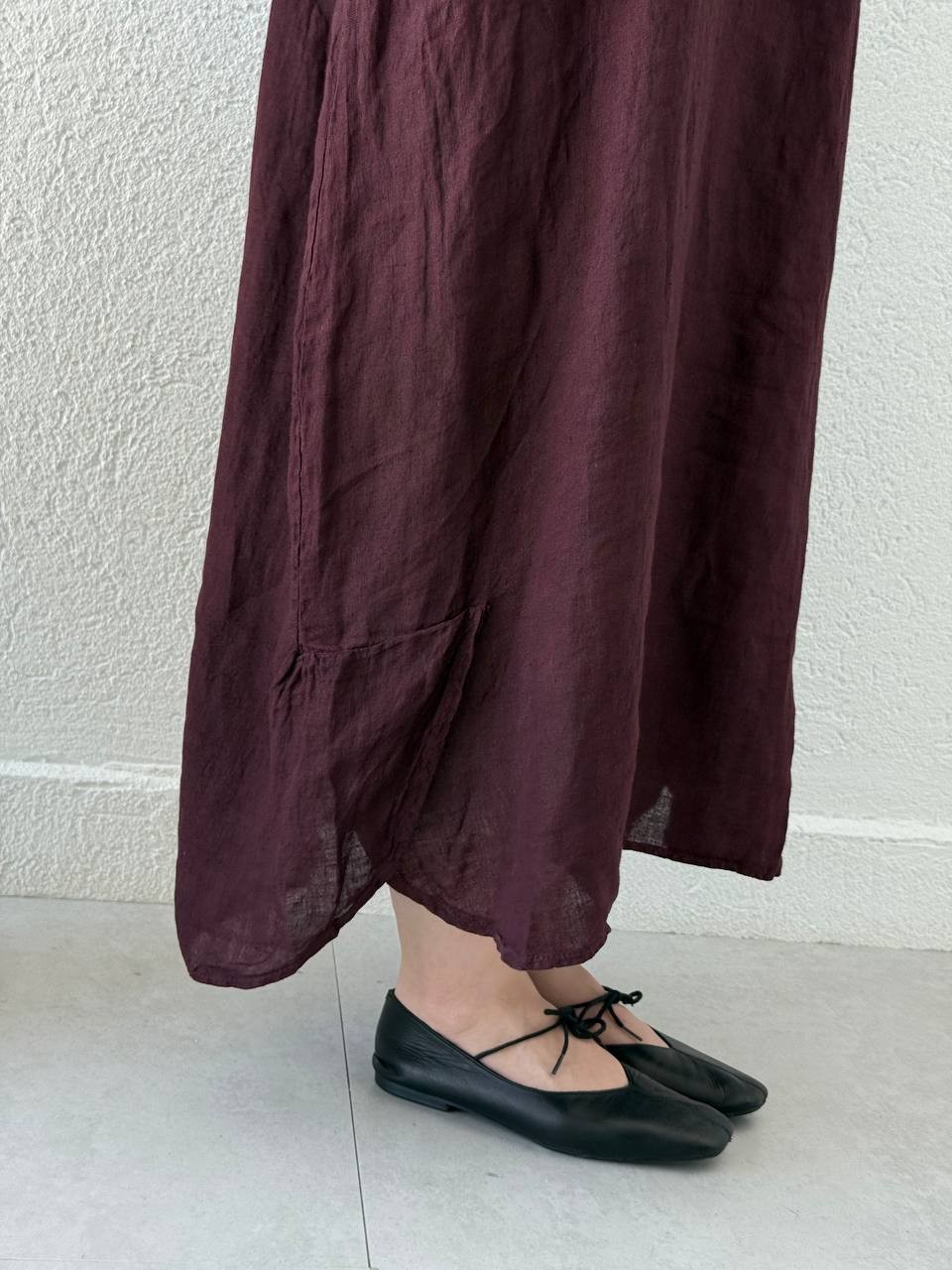 Keten Düğmeli Oversize Cepli Elbise FLR