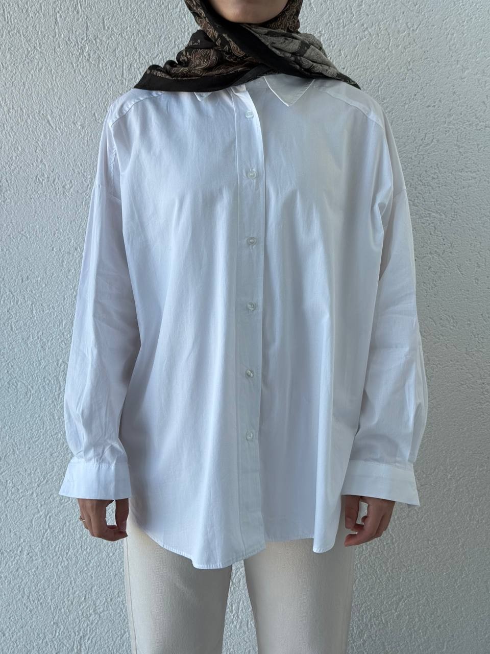 Poplin Oversize Gömlek 4943 - Beyaz