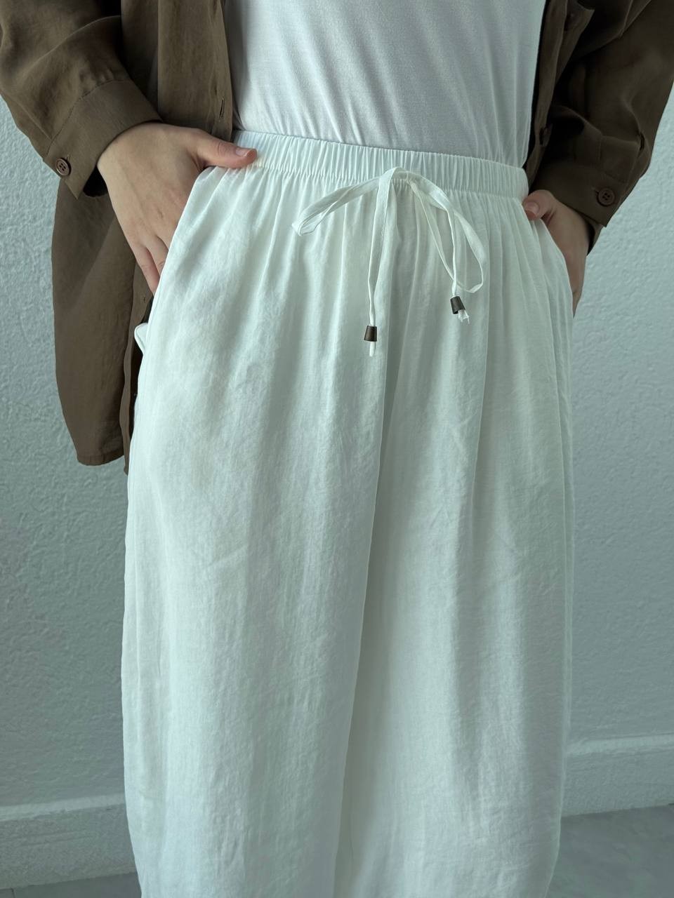 Modal Baggy Şalvar Pantolon 51106 - Beyaz