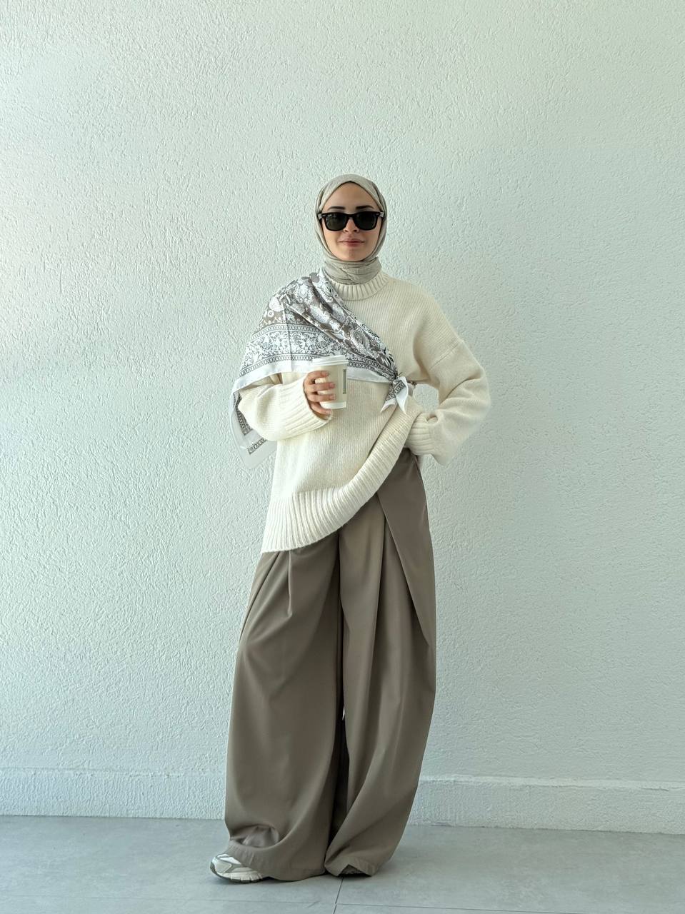 Alt Ve Kol Ribanalı Kazak 251103 - Ekru