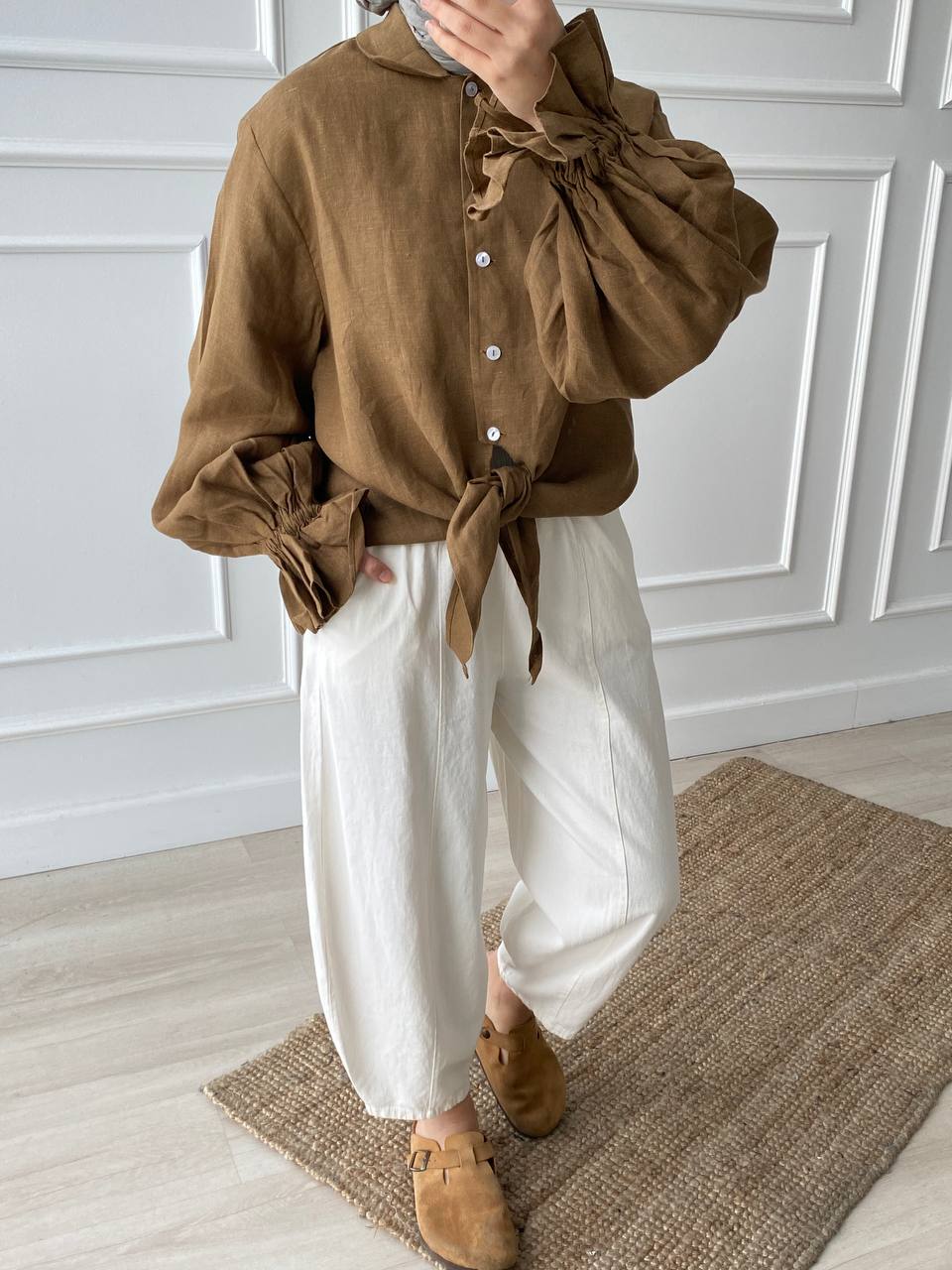 İnce Gabardin Şalvar Pantolon 4003 - Ekru