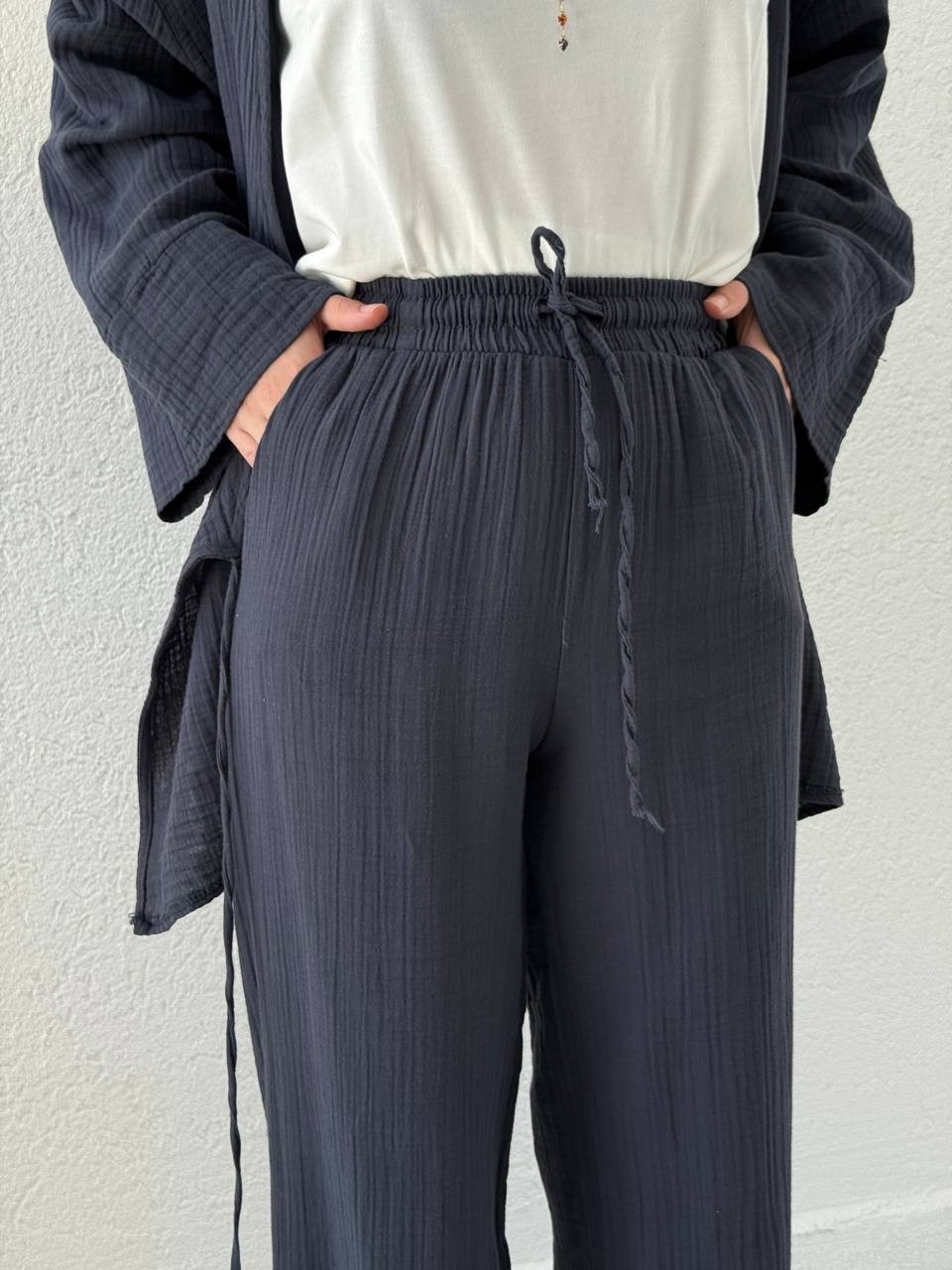 Müslin Kimono Takım 8754 - Lacivert
