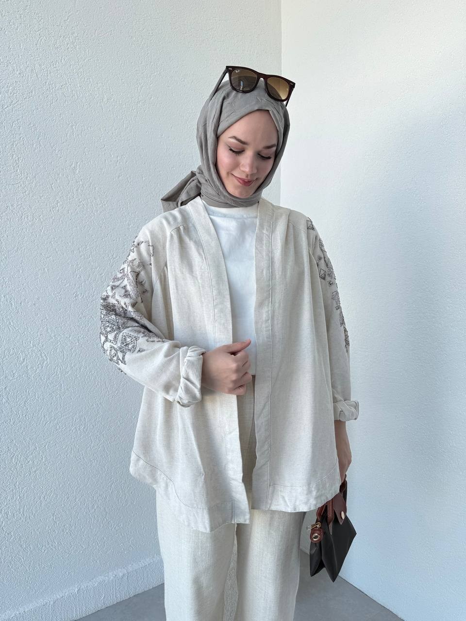 Pullu Keten Kimono 3087 - naturel