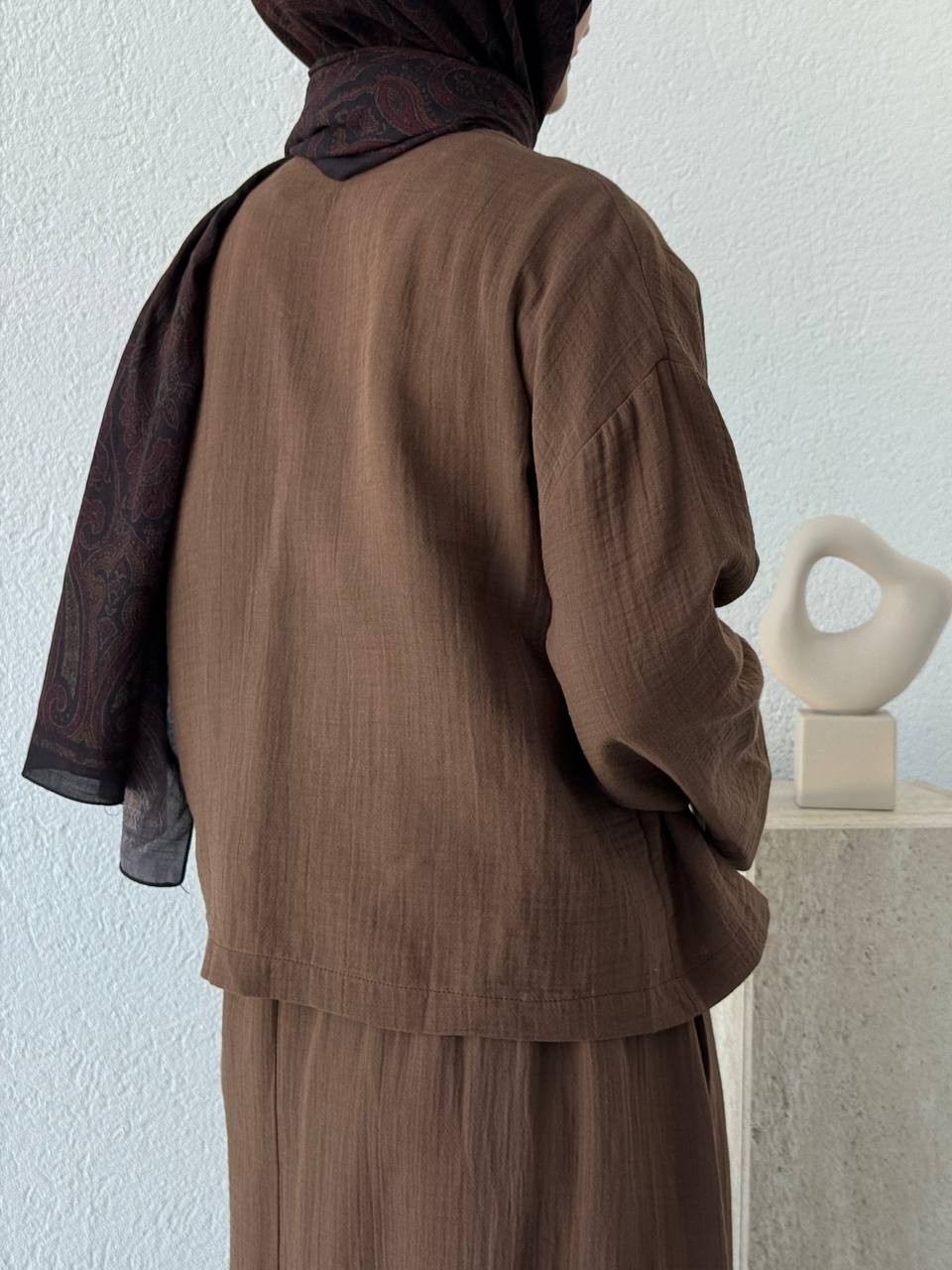 Muslin Etekli Takım 8717 - Kahve