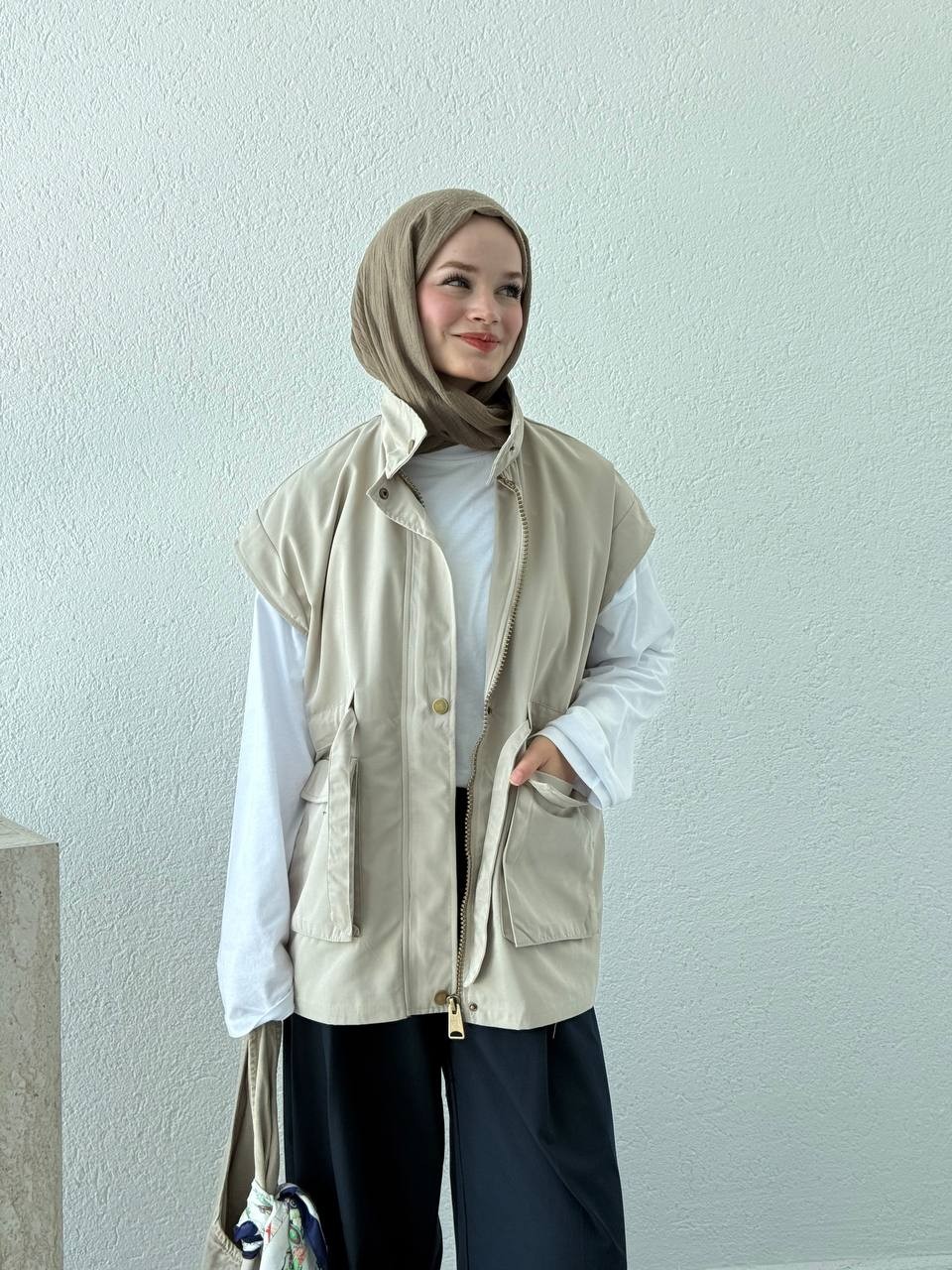 Bel Kuşak Detaylı İç Astarlı Yelek 0004 BY