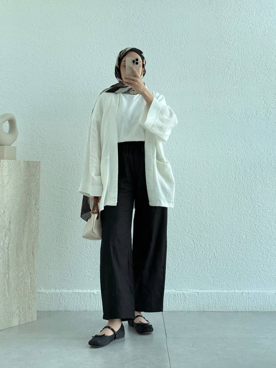 Keten Torba Cepli Keten pantolon - Siyah