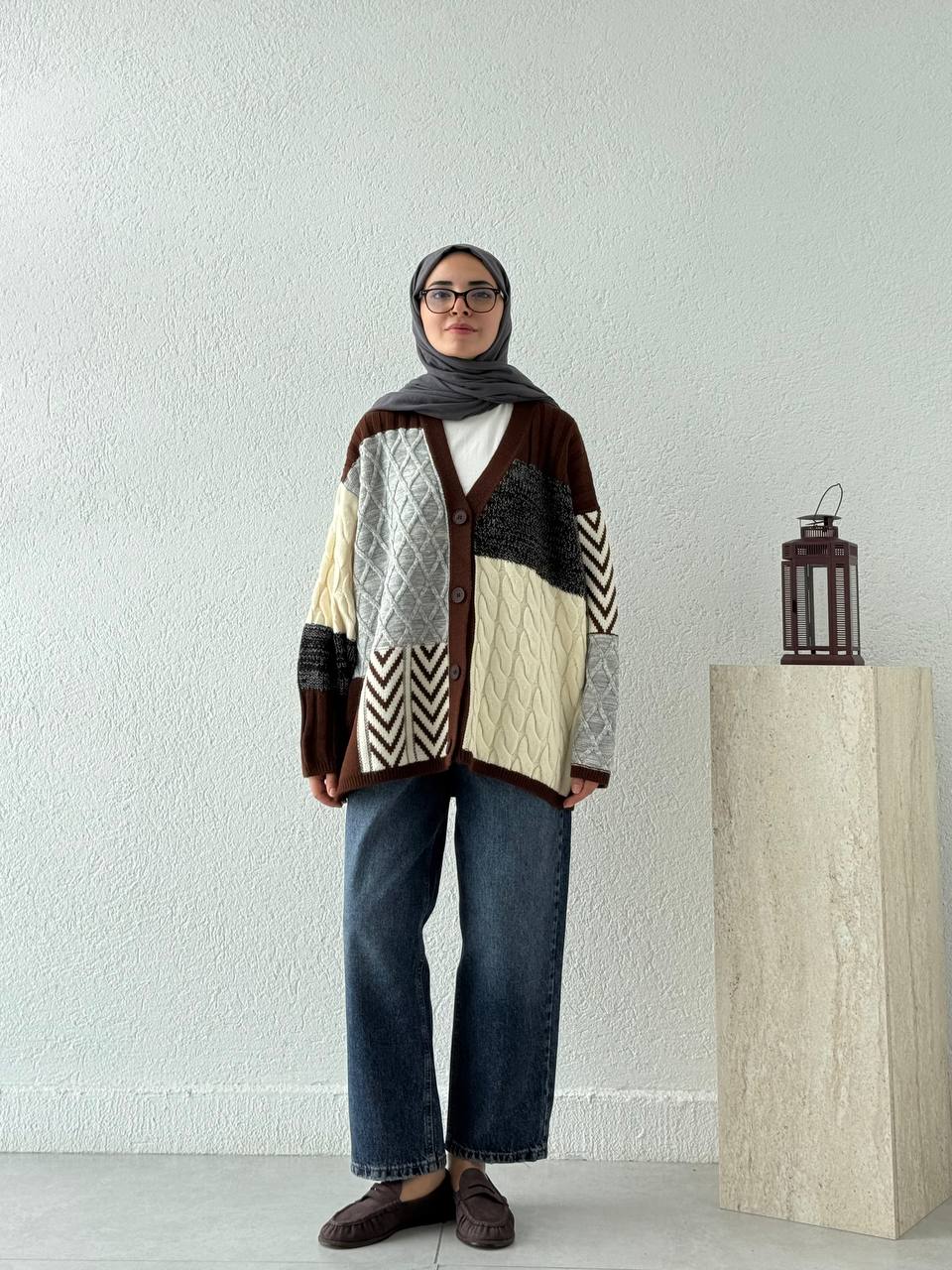 Etnik Model Hırka T39 - Kahve