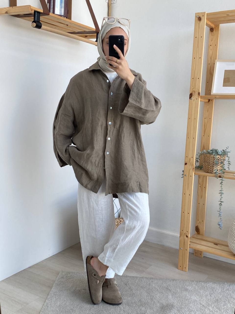 Premium Oversize Keten Kuşaklı Gömlek