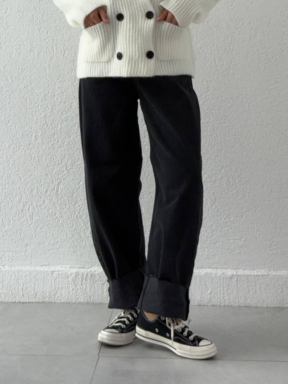 Yüksek Bel Kot Baggy Pantolon 0033 BYKN - Siyah