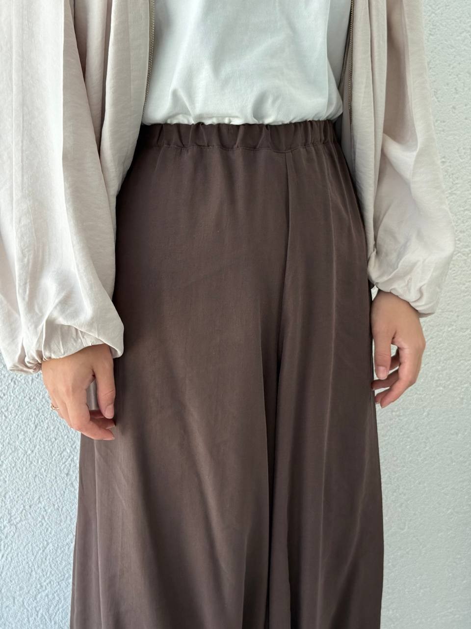 Beli Lastikli Paça Ayarlanabilir Tencel Şalvar Pantolon NM