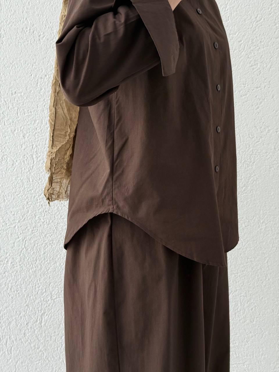 Poplin Etek Pantolonlu Takım 51005  - Kahve