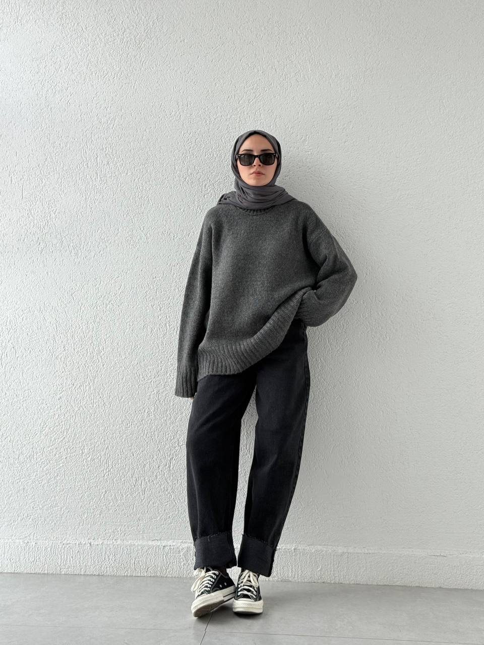 Yüksek Bel Kot Baggy Pantolon 0033 BYKN - Siyah