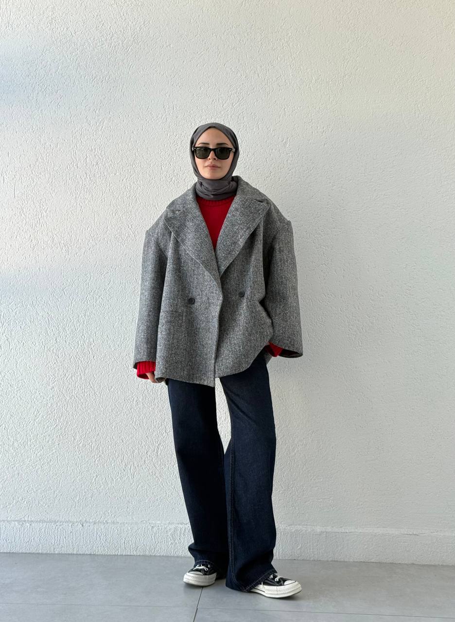 Oversize Dioganel Kaşe Kaban 923