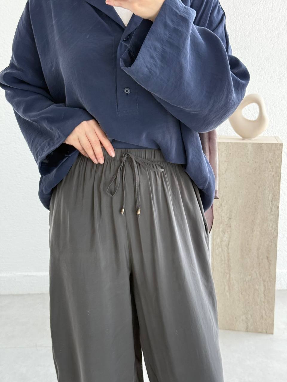 Modal Baggy Şalvar Pantolon 51106 - Antrasit
