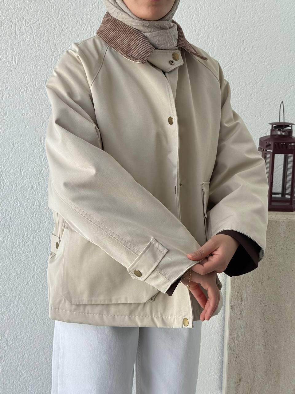 Cepli İçi Kapitone Mont 240213 - Taş