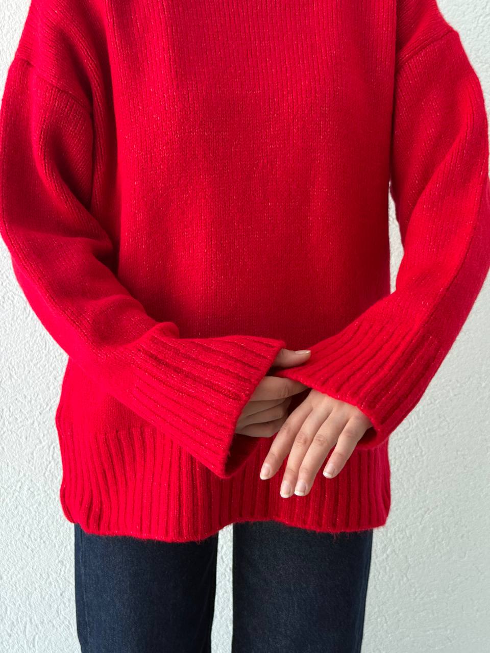 Alt Ve Kol Ribanalı Kazak 251103 - Kırmızı