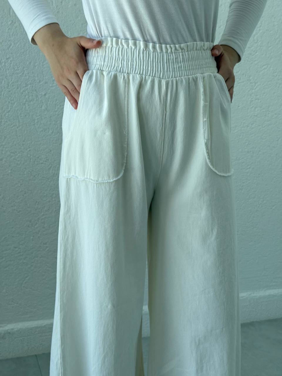 Gabardin Etek Pantolon - Ekru
