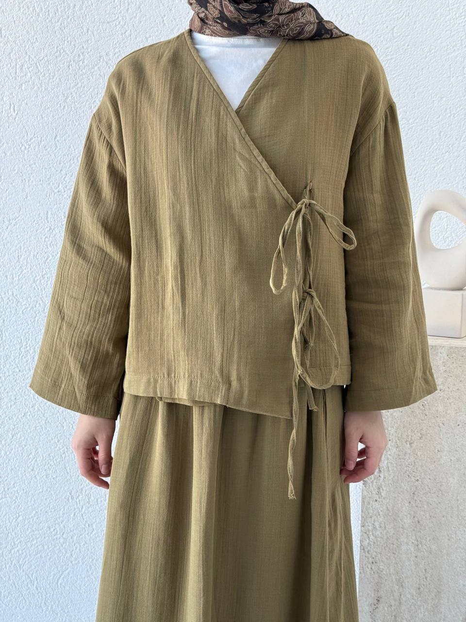 Muslin Etekli Takım 8717 - Haki