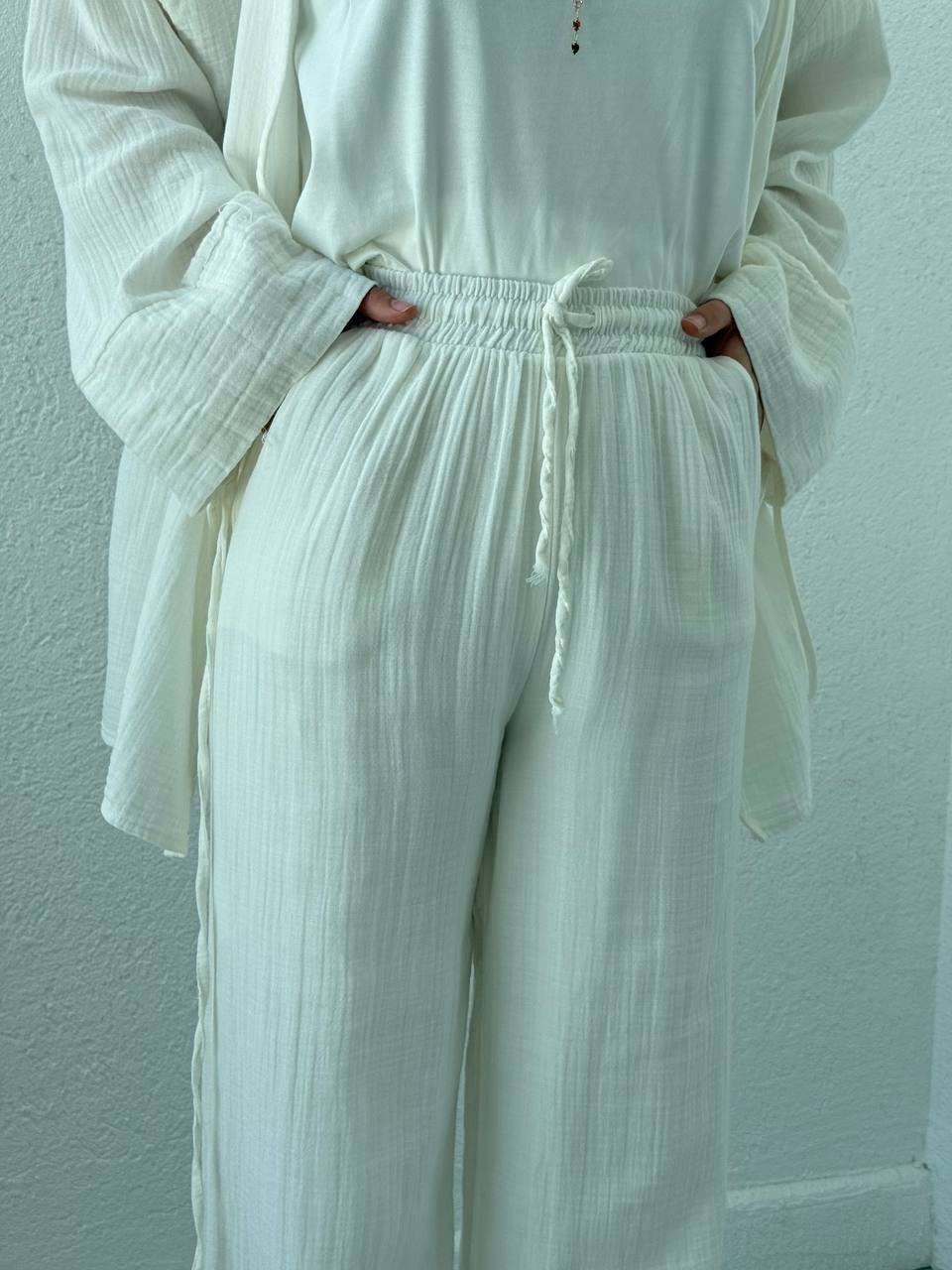 Müslin Kimono Takım 8754 - Beyaz