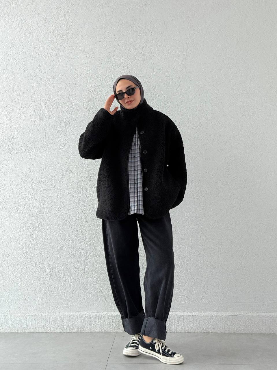 Yüksek Bel Kot Baggy Pantolon 0033 BYKN - Siyah