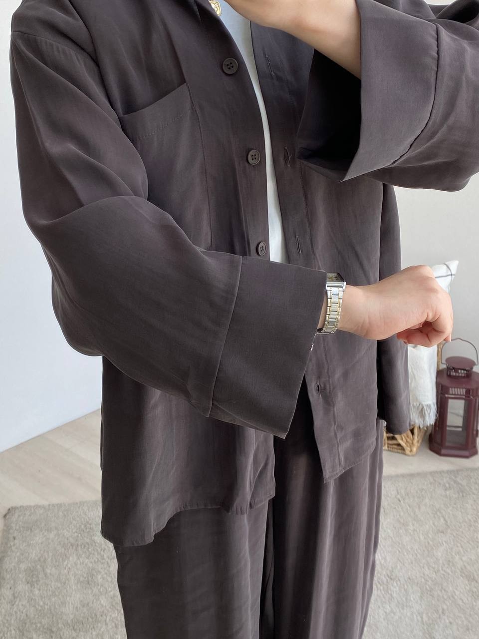 Modal Şalvar Model Takım 8561 - Kahve