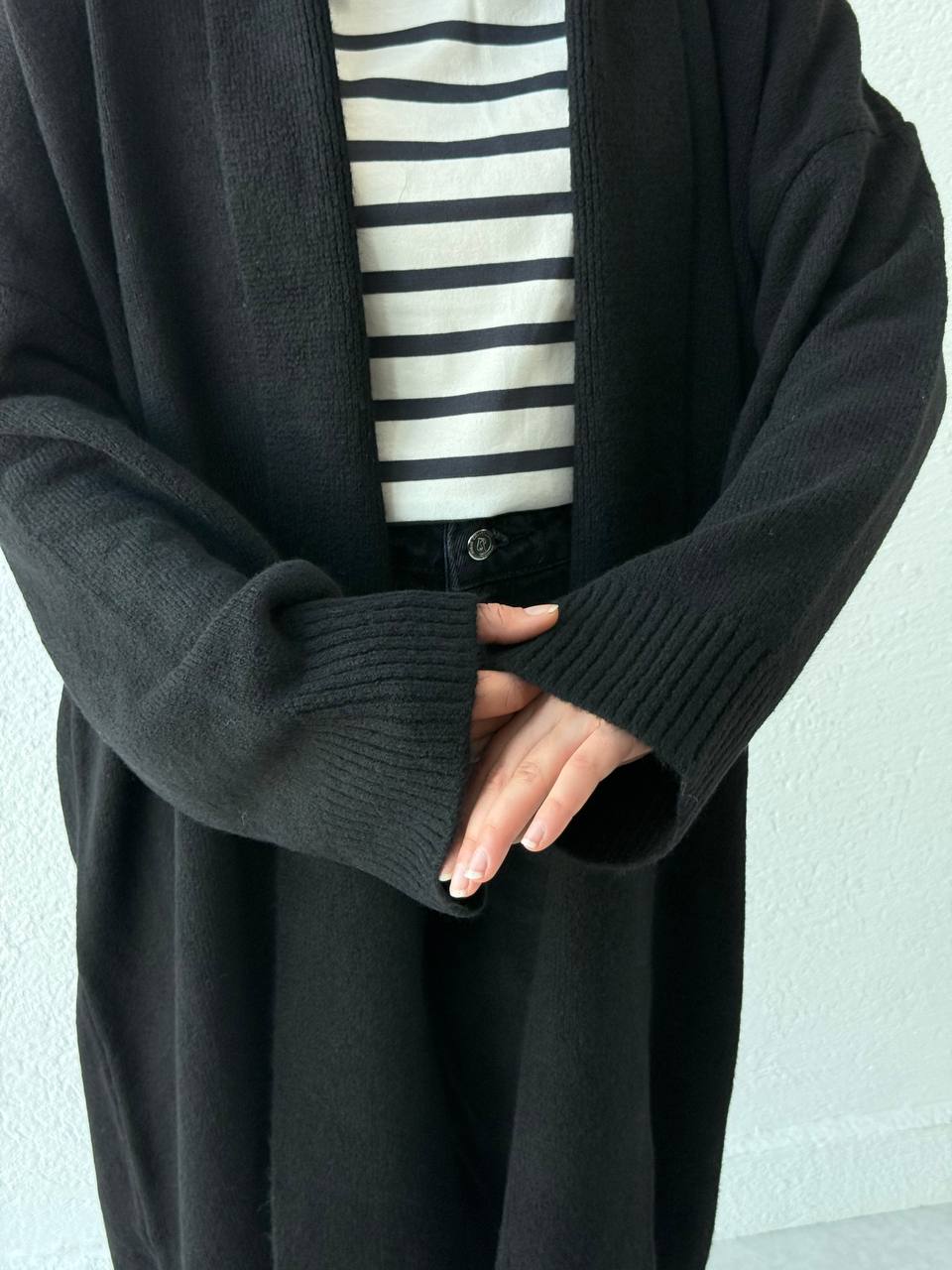 Şal Yaka Uzun Hırka 2310006 - Siyah