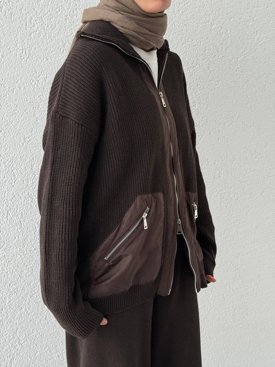 Cep Ve Bel Paraşüt Detay Triko Takım T50 - Kahve