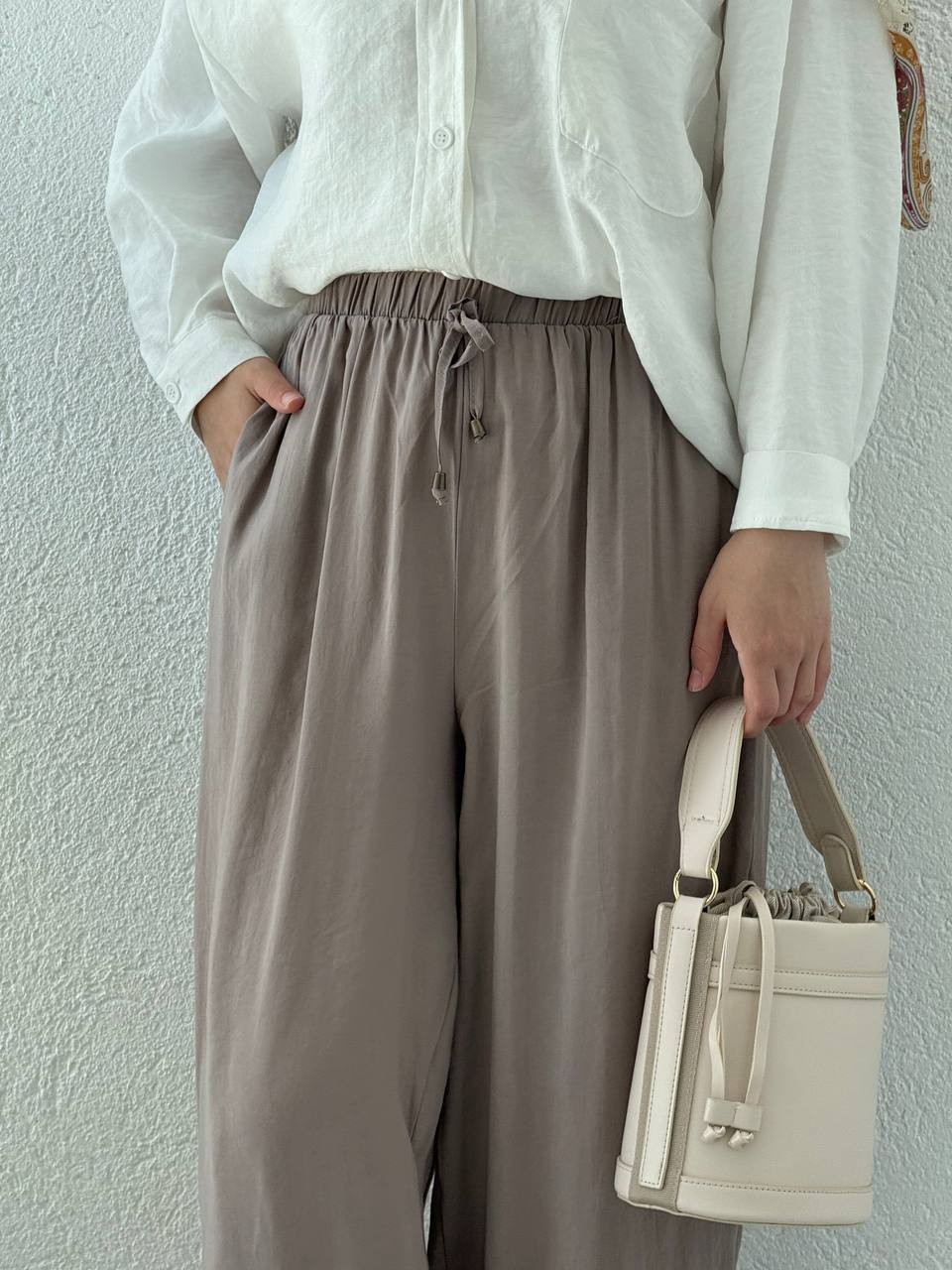 Modal Baggy Şalvar Pantolon 51106 - Vizon