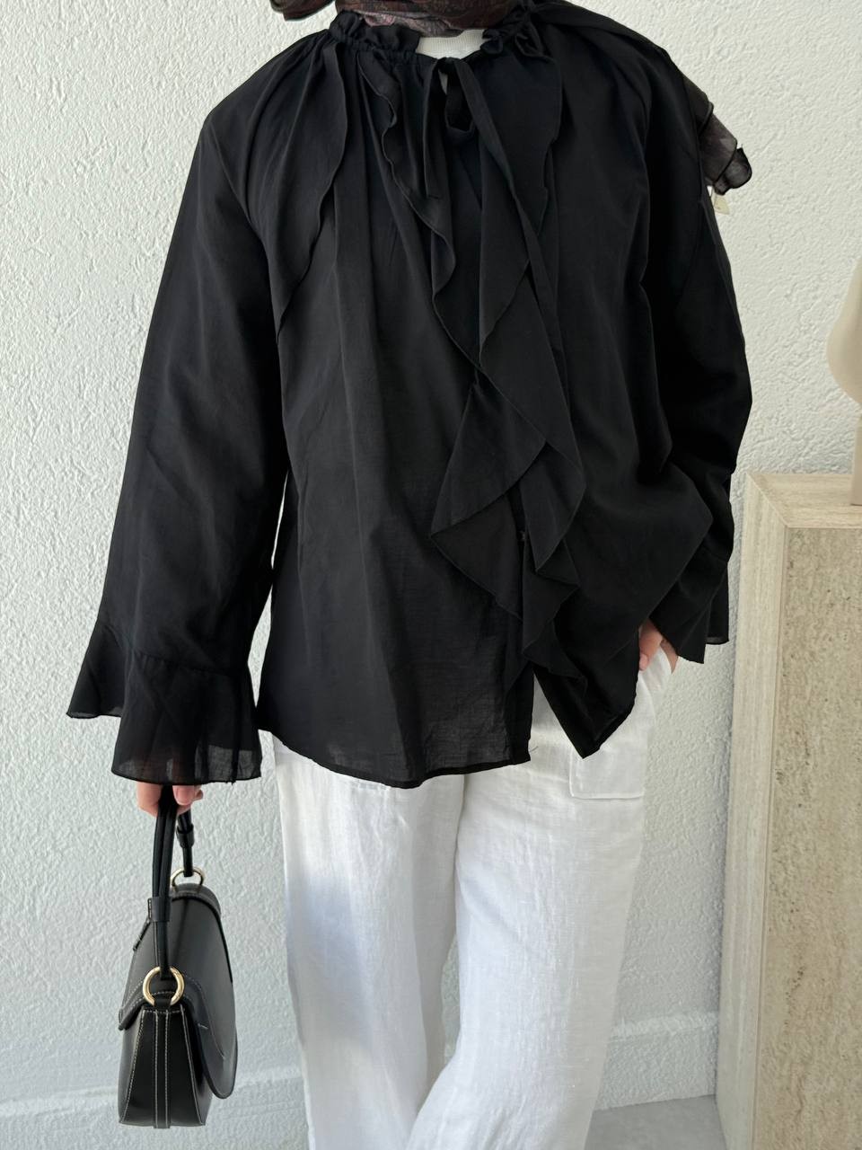 Zara Model Vual Fırfırlı Gömlek 2036 - Siyah