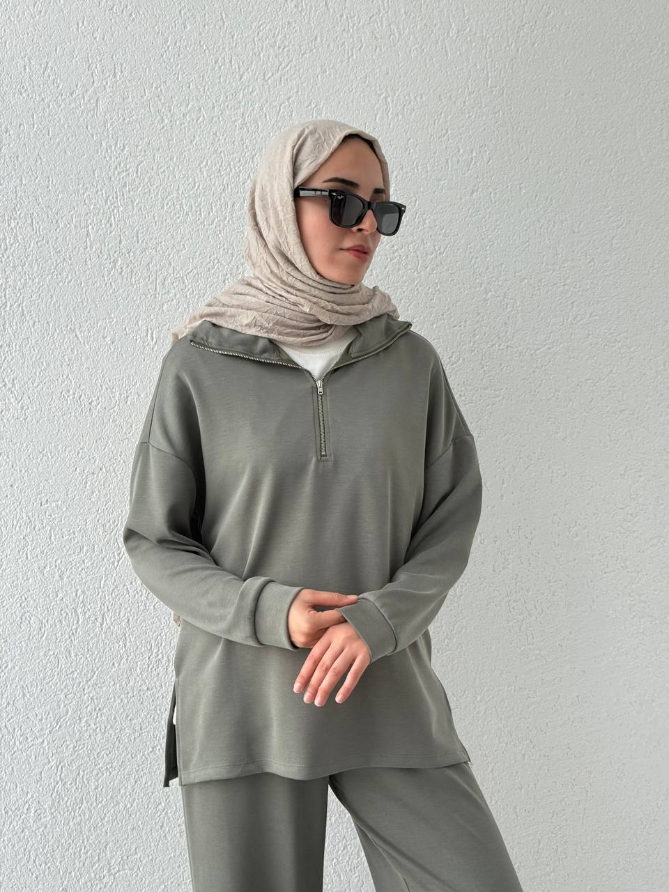 Polo Yaka Fermuarlı Oysho Takım  - Yeşil