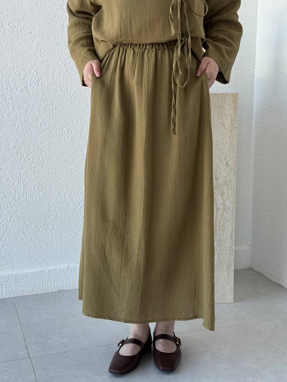Muslin Etekli Takım 8717 - Haki