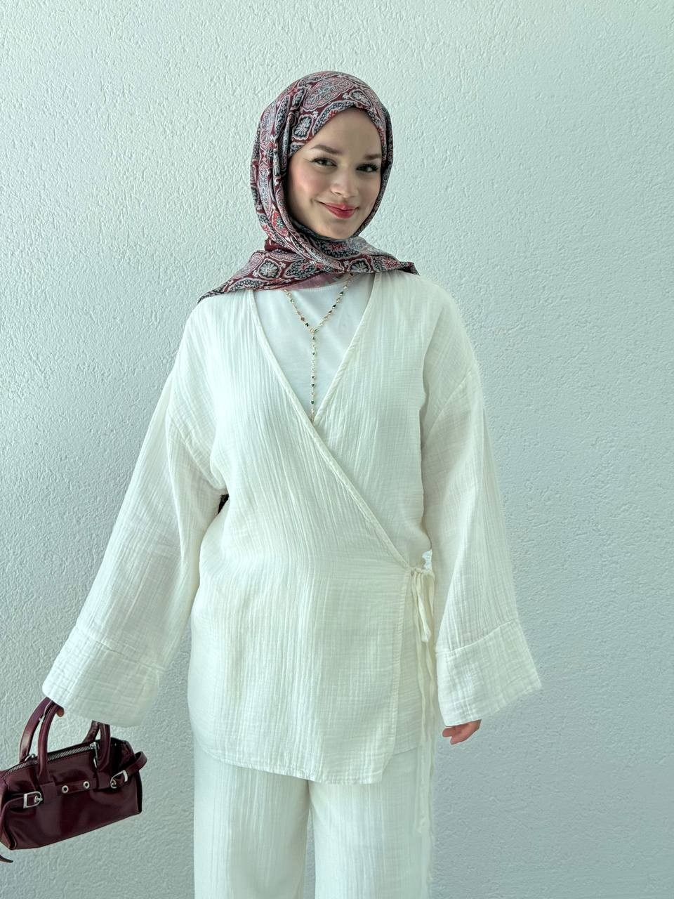 Müslin Kimono Takım 8754 - Beyaz