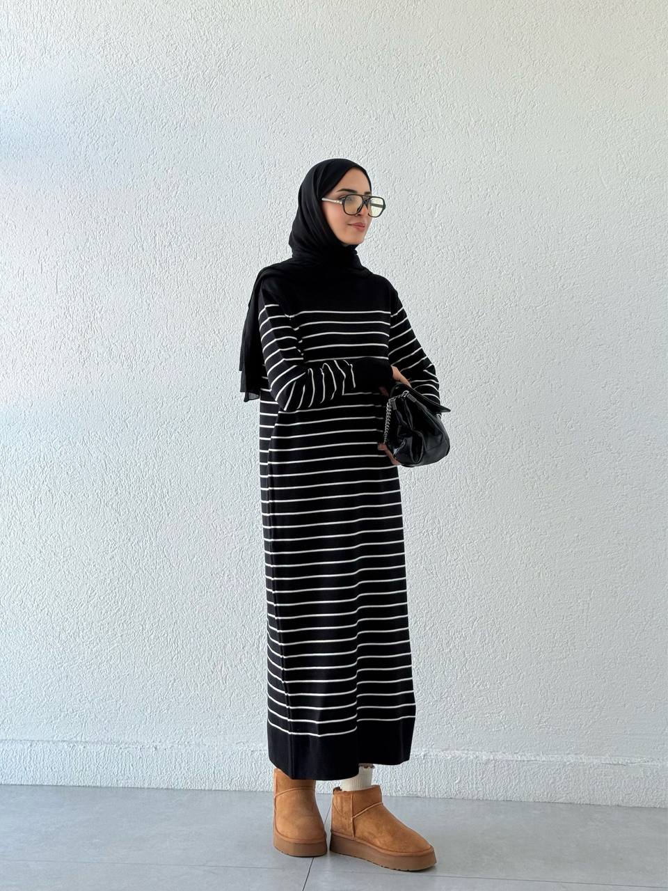 Çizgili Triko Elbise 119