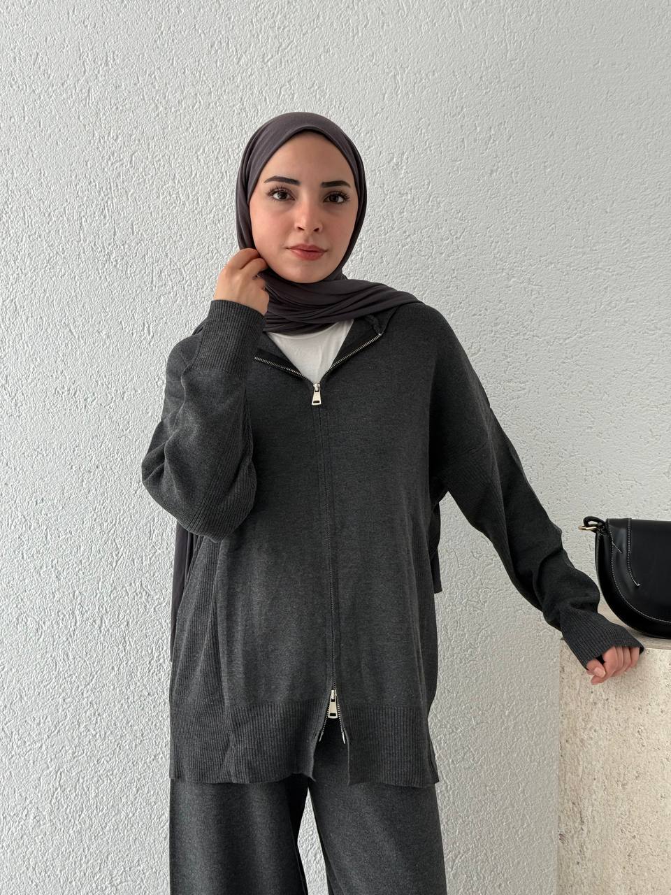Oysho Model Kapüşonlu Triko Takım T23 - Antrasit