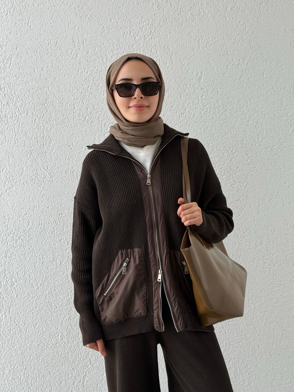 Cep Ve Bel Paraşüt Detay Triko Takım T50 - Kahve