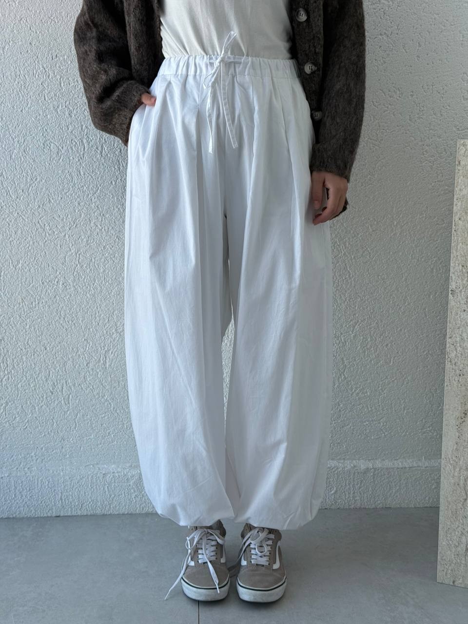 Poplin Kumaş Bel Lastikli Şalvar Pantolon NM