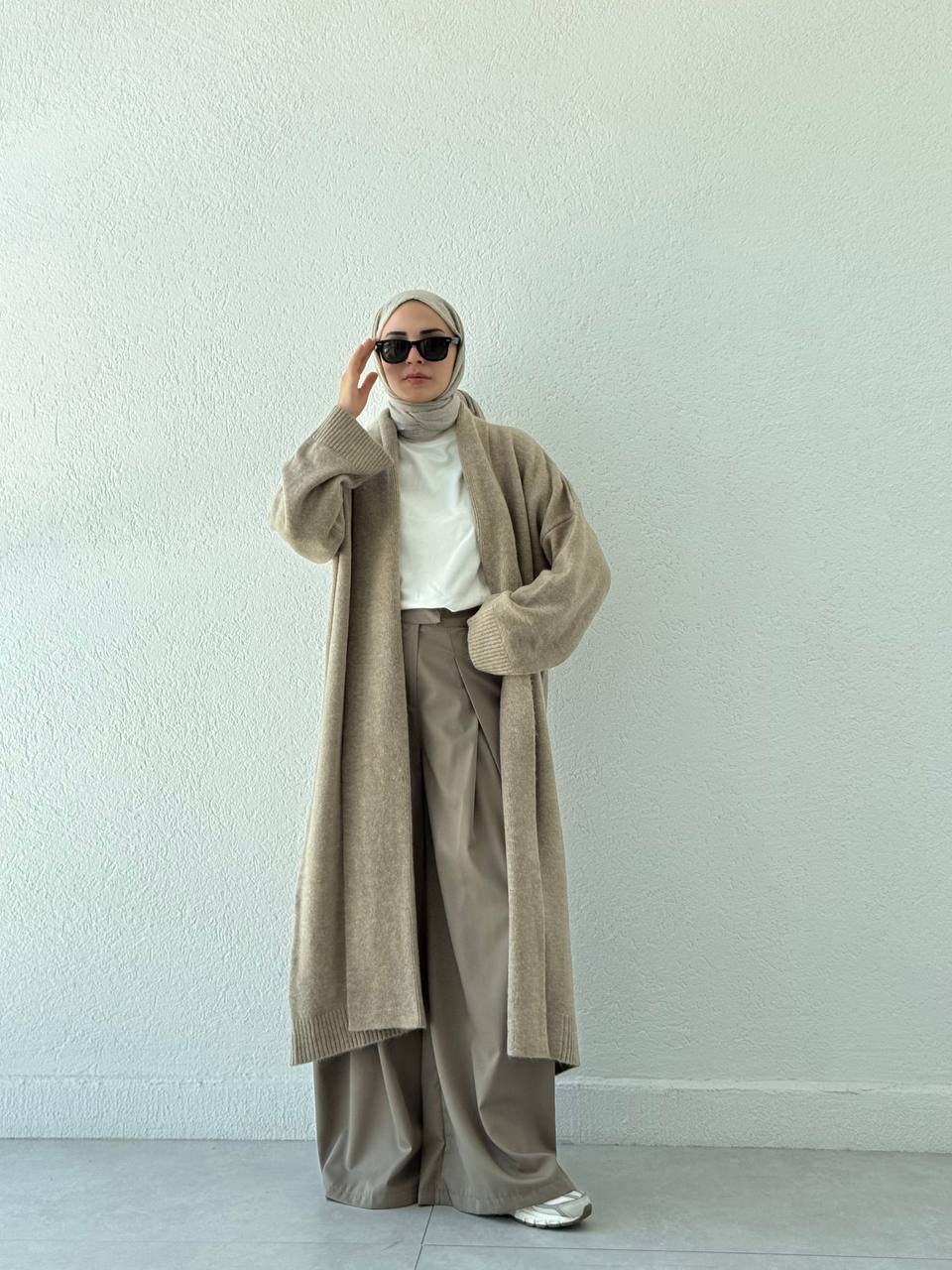 Şal Yaka Uzun Hırka 2310006 - Vizon