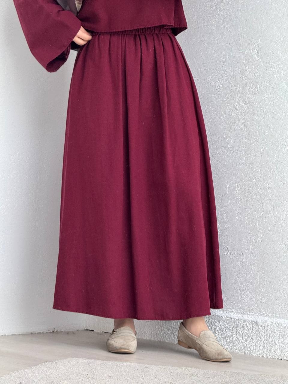 Crop Etekli Takım - bordo