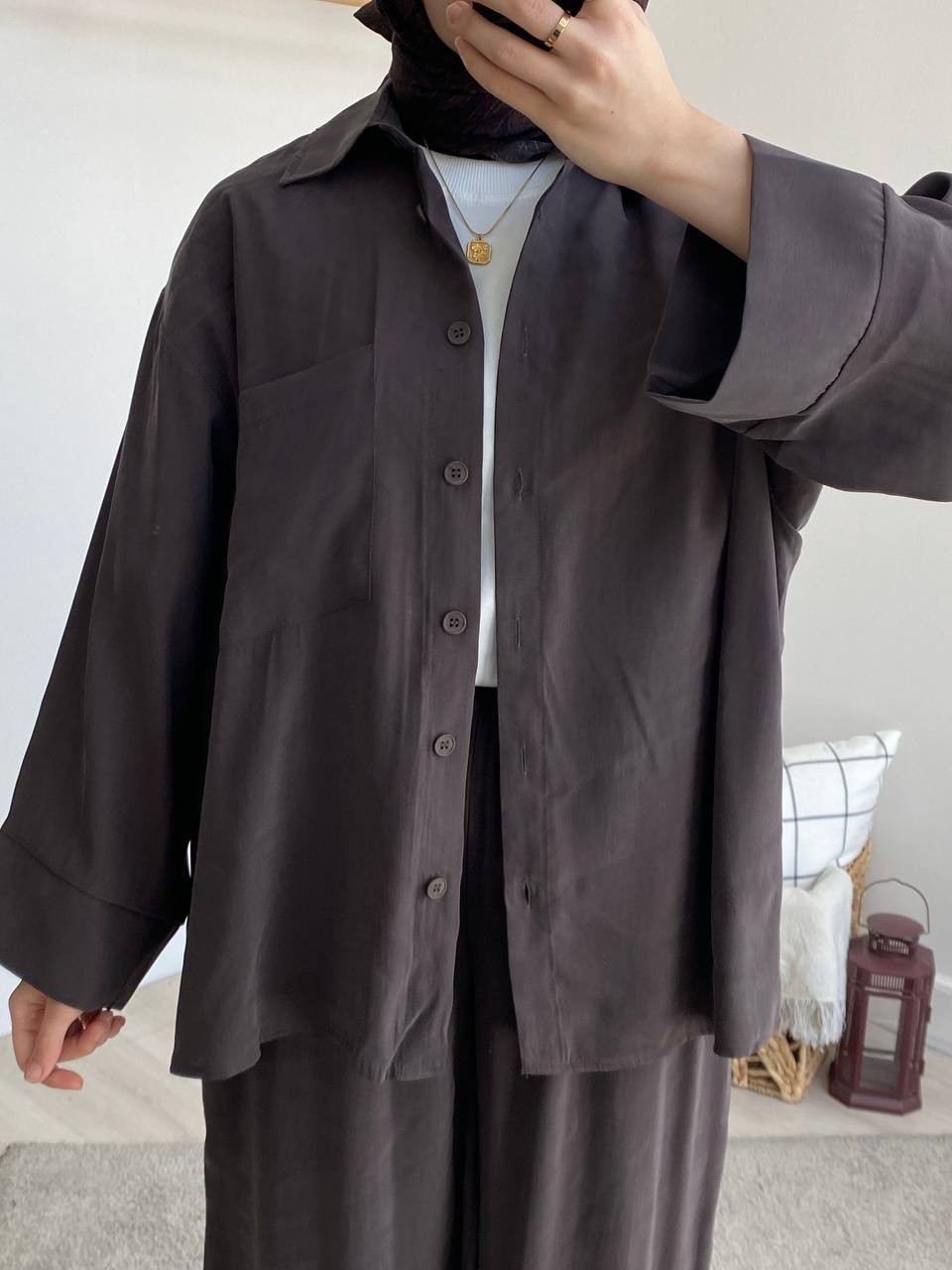 Modal Şalvar Model Takım 8561 - Kahve