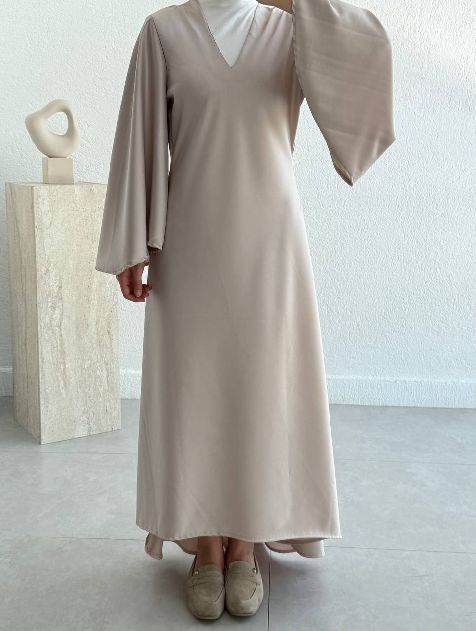 Mango Saten Elbise  - Taş